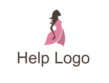 silhouette glamour girl wearing shoulder less dress logo