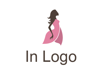 silhouette glamour girl wearing shoulder less dress logo