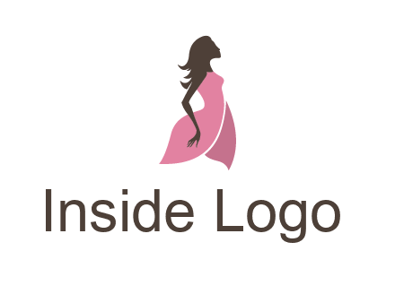 silhouette glamour girl wearing shoulder less dress logo