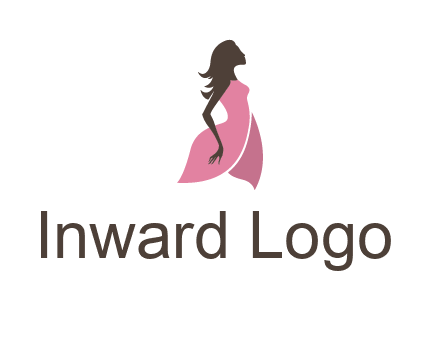 silhouette glamour girl wearing shoulder less dress logo