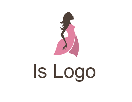 silhouette glamour girl wearing shoulder less dress logo
