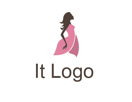 silhouette glamour girl wearing shoulder less dress logo