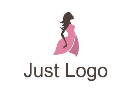 silhouette glamour girl wearing shoulder less dress logo