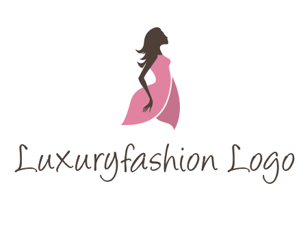 silhouette glamour girl wearing shoulder less dress logo