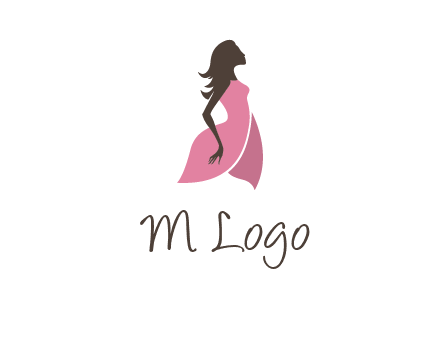 silhouette glamour girl wearing shoulder less dress logo