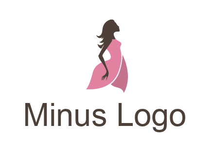 silhouette glamour girl wearing shoulder less dress logo