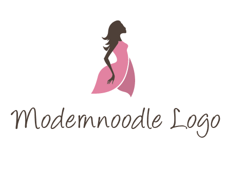 silhouette glamour girl wearing shoulder less dress logo