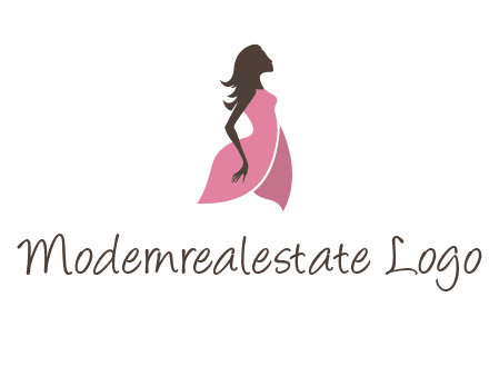 silhouette glamour girl wearing shoulder less dress logo