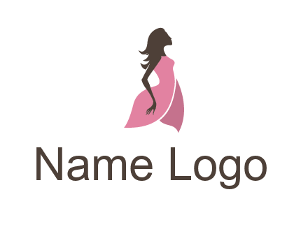 silhouette glamour girl wearing shoulder less dress logo