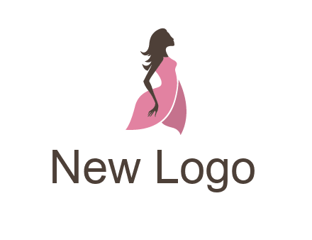 silhouette glamour girl wearing shoulder less dress logo