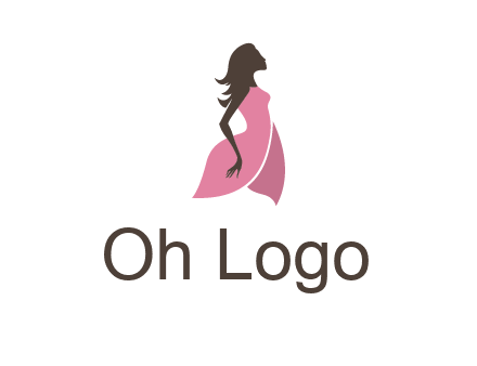 silhouette glamour girl wearing shoulder less dress logo