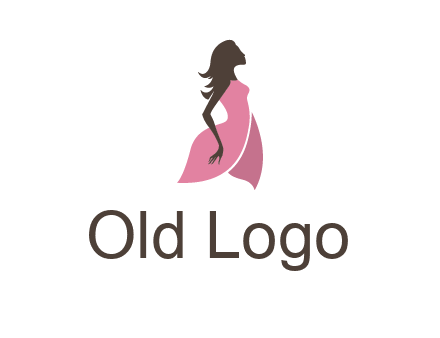 silhouette glamour girl wearing shoulder less dress logo