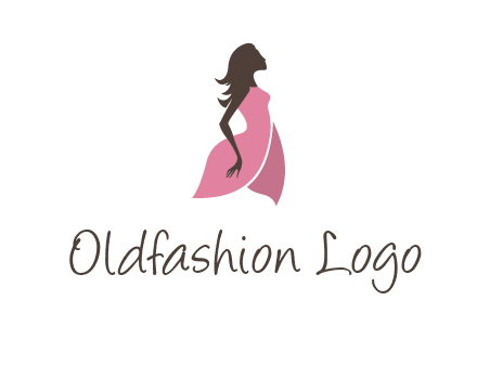 silhouette glamour girl wearing shoulder less dress logo