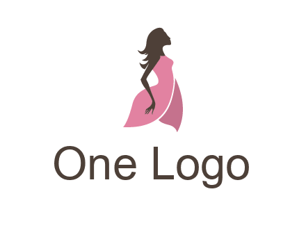 silhouette glamour girl wearing shoulder less dress logo