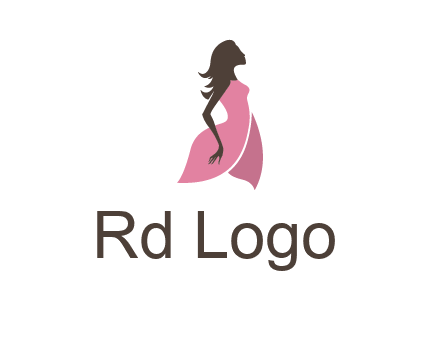 silhouette glamour girl wearing shoulder less dress logo