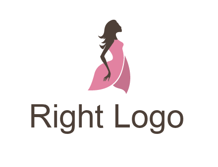 silhouette glamour girl wearing shoulder less dress logo