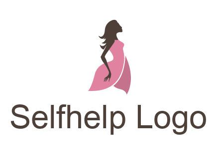 silhouette glamour girl wearing shoulder less dress logo
