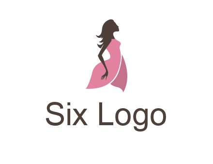 silhouette glamour girl wearing shoulder less dress logo