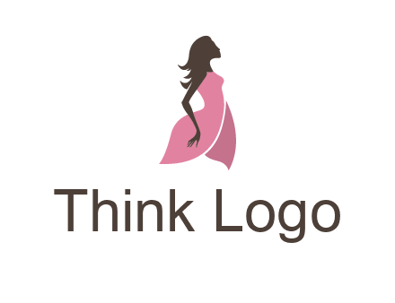 silhouette glamour girl wearing shoulder less dress logo