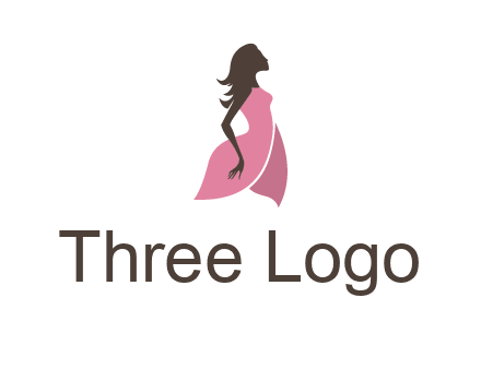 silhouette glamour girl wearing shoulder less dress logo