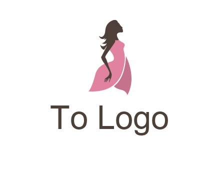 silhouette glamour girl wearing shoulder less dress logo