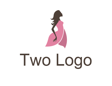 silhouette glamour girl wearing shoulder less dress logo