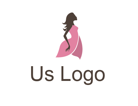 silhouette glamour girl wearing shoulder less dress logo