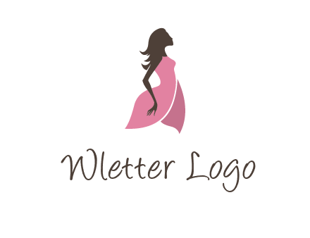 silhouette glamour girl wearing shoulder less dress logo