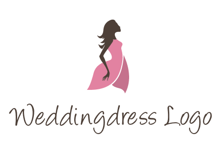 silhouette glamour girl wearing shoulder less dress logo