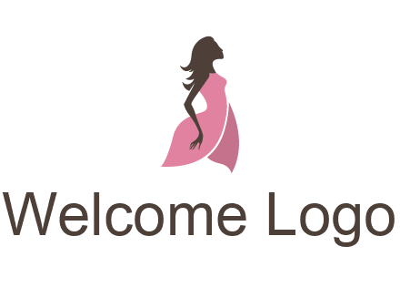 silhouette glamour girl wearing shoulder less dress logo