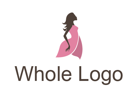 silhouette glamour girl wearing shoulder less dress logo