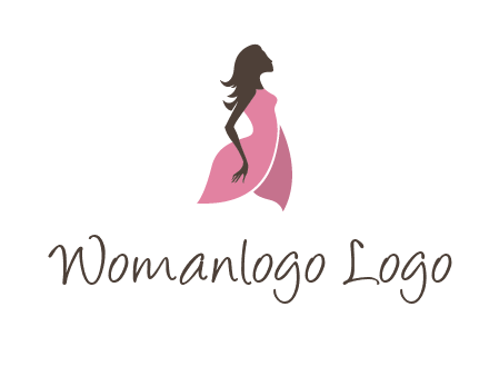 silhouette glamour girl wearing shoulder less dress logo