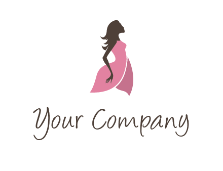 silhouette glamour girl wearing shoulder less dress logo