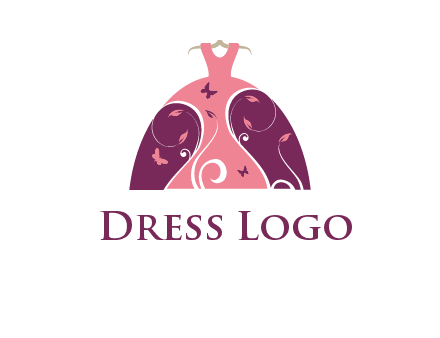 beautiful ornamental girl dress with butterflies logo