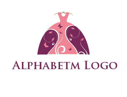 beautiful ornamental girl dress with butterflies logo