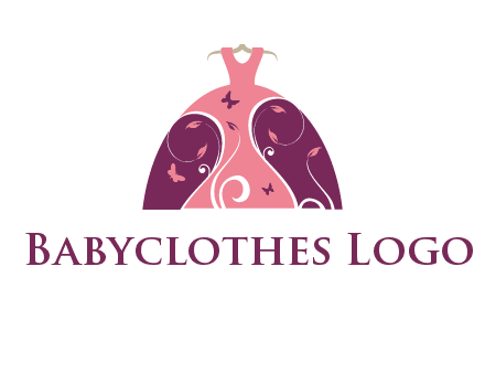 beautiful ornamental girl dress with butterflies logo