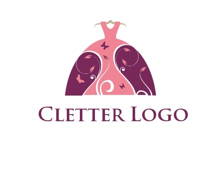 beautiful ornamental girl dress with butterflies logo