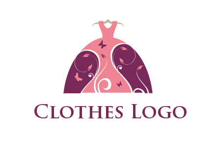 beautiful ornamental girl dress with butterflies logo