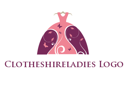 beautiful ornamental girl dress with butterflies logo