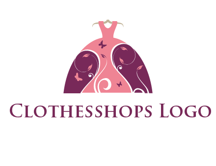 beautiful ornamental girl dress with butterflies logo