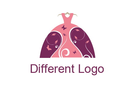 beautiful ornamental girl dress with butterflies logo
