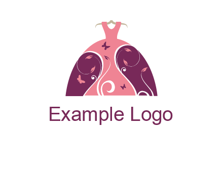 beautiful ornamental girl dress with butterflies logo
