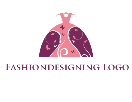 beautiful ornamental girl dress with butterflies logo