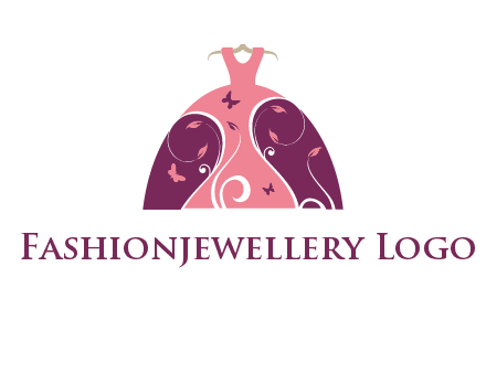 beautiful ornamental girl dress with butterflies logo