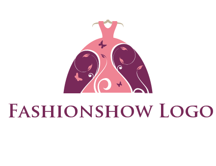 beautiful ornamental girl dress with butterflies logo