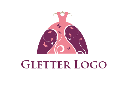 beautiful ornamental girl dress with butterflies logo