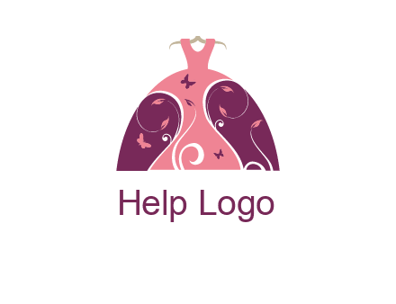 beautiful ornamental girl dress with butterflies logo