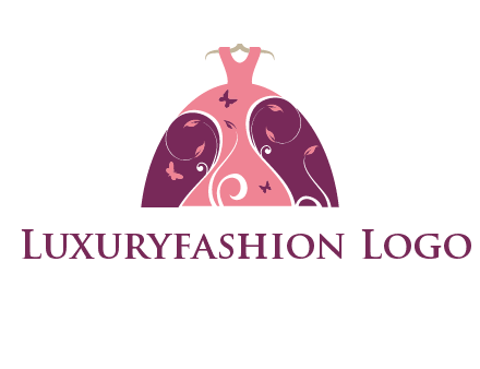 beautiful ornamental girl dress with butterflies logo
