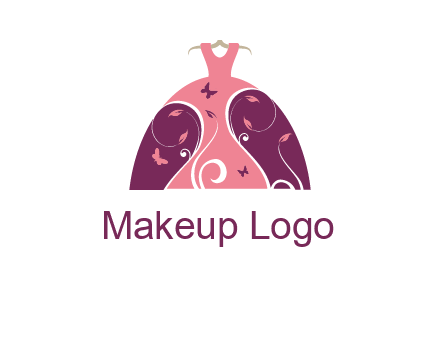 beautiful ornamental girl dress with butterflies logo