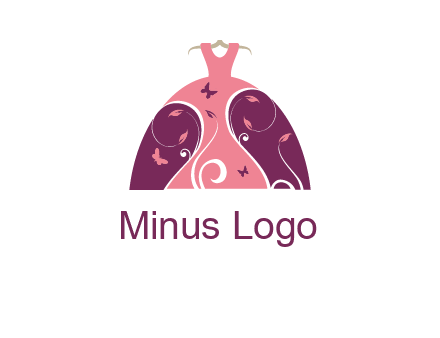 beautiful ornamental girl dress with butterflies logo